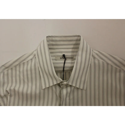 Ermanno Scervino Black Striped Cotton Casual Shirt for Effortless Style