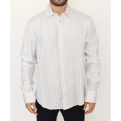 Ermanno Scervino Black Striped Cotton Casual Shirt for Effortless Style
