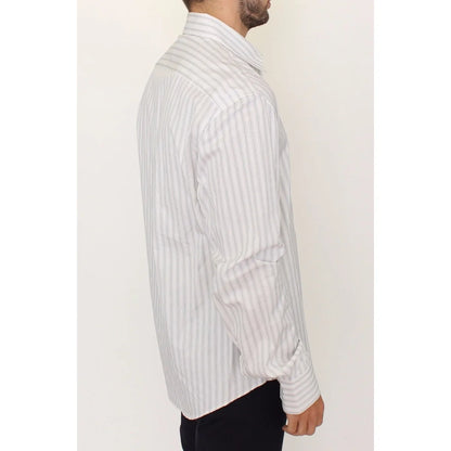 Ermanno Scervino Black Striped Cotton Casual Shirt for Effortless Style