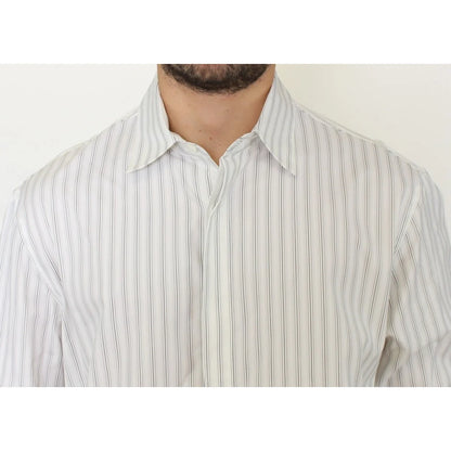 Ermanno Scervino Black Striped Cotton Casual Shirt for Effortless Style