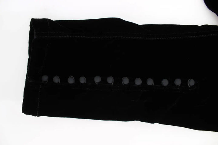 Ermanno Scervino Black Viscose Blend Velvet Slim Fit Pants
