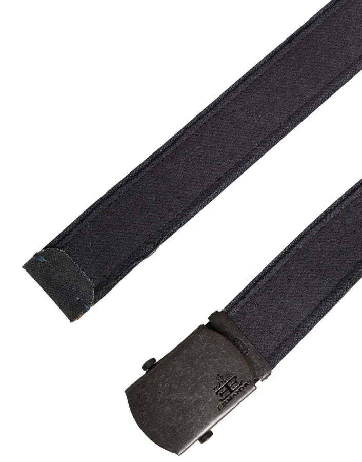 Ermanno Scervino Black Wool Cotton Logo Metal Buckle Belt