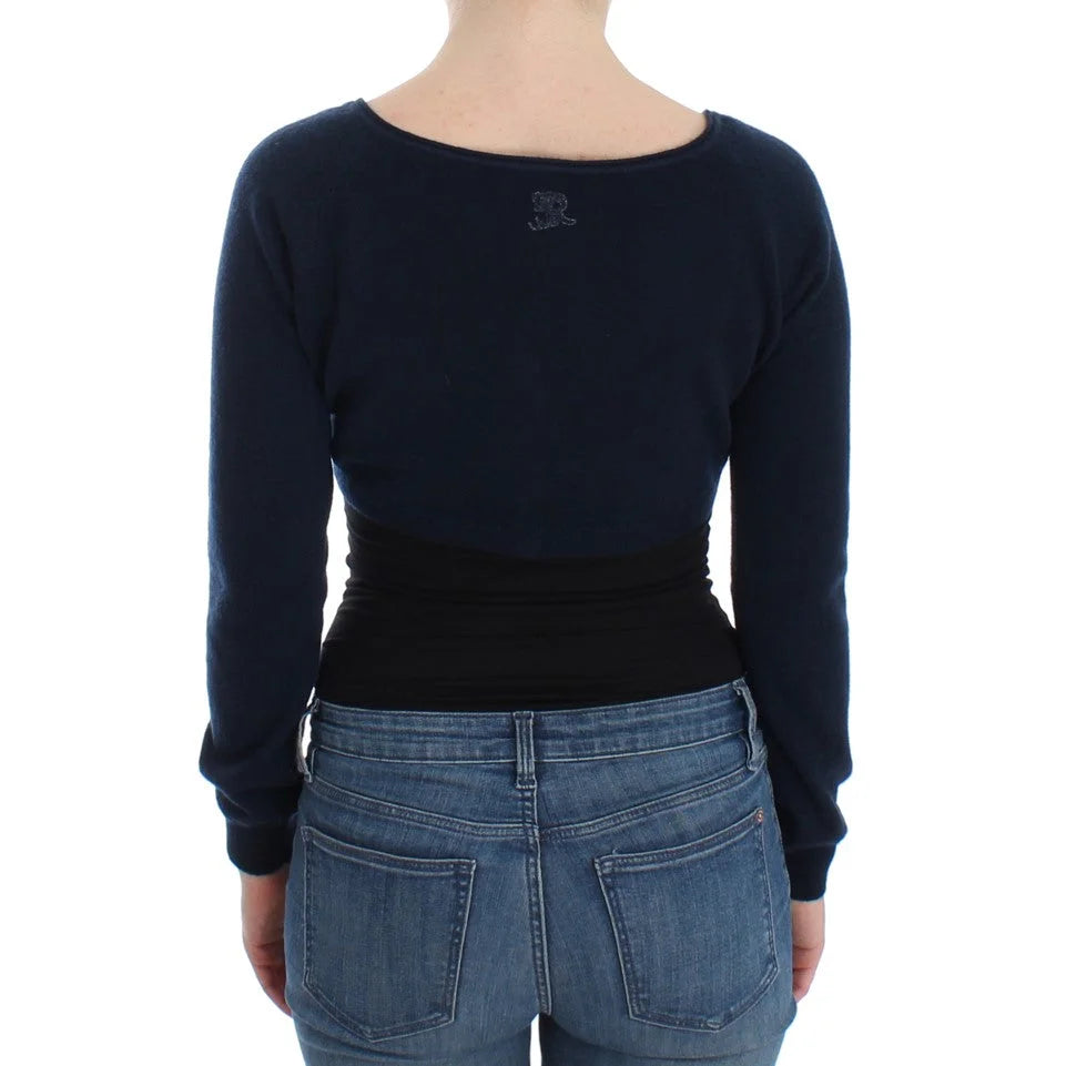 Ermanno Scervino Blue Cashmere Cardigan Sweater