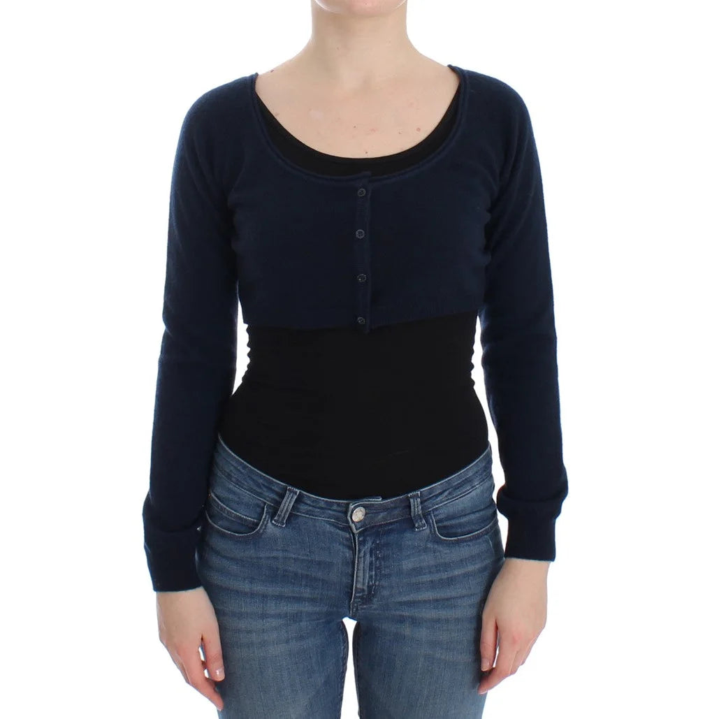 Ermanno Scervino Blue Cashmere Cardigan Sweater