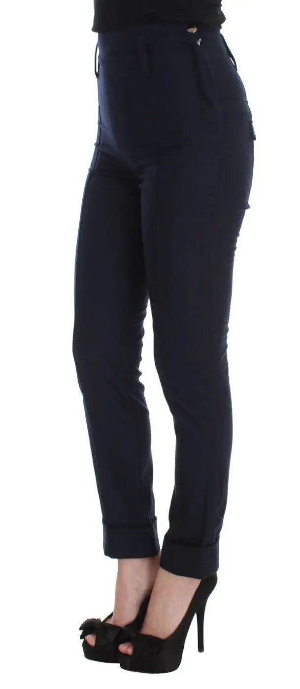 Ermanno Scervino Blue Virgin Wool Slim Fit Casual Pants