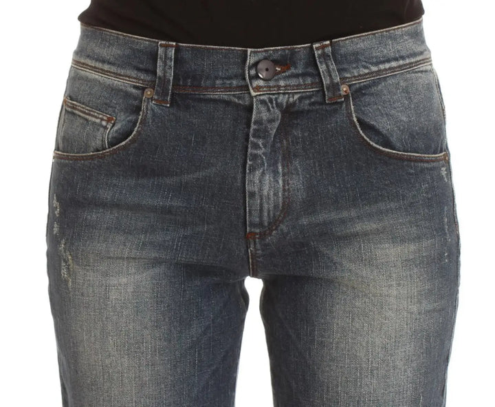 Ermanno Scervino Blue Wash Cotton Blend Slim Fit Jeans