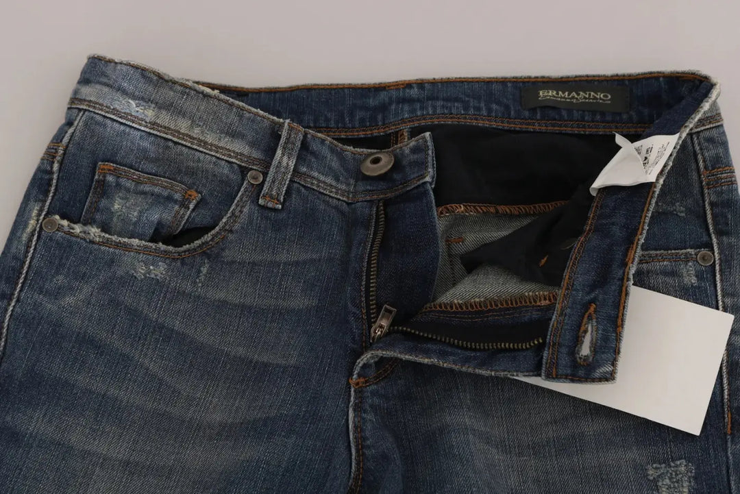 Ermanno Scervino Blue Washed Boot Cut Casual Denim Pants Jeans