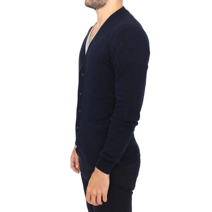 Ermanno Scervino Blue Wool Cardigan Sweater Luxury Fashion Statement
