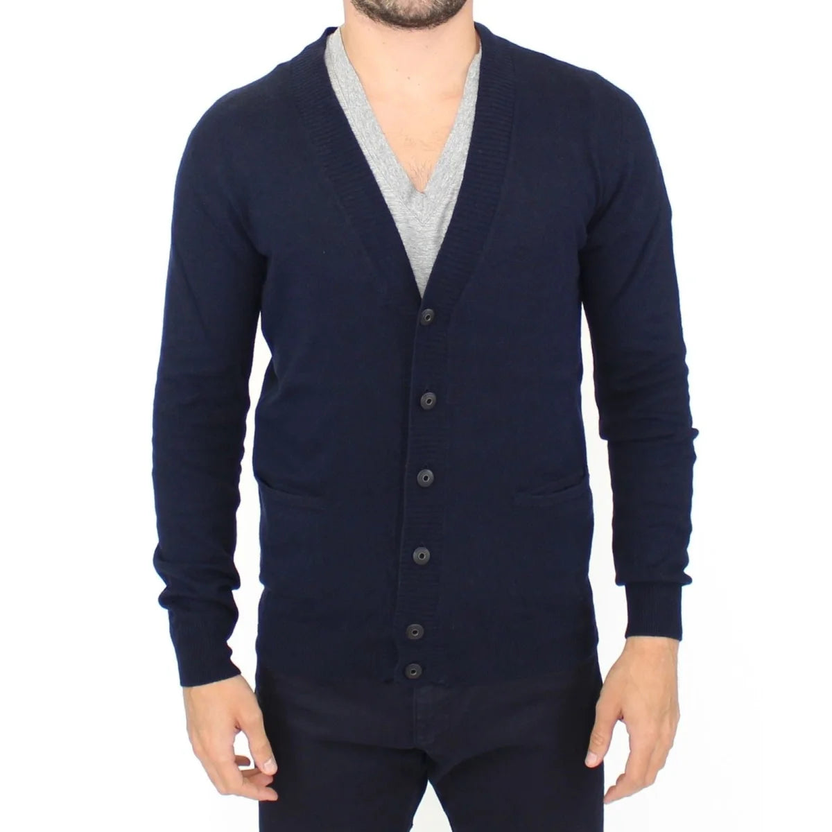 Ermanno Scervino Blue Wool Cardigan Sweater Luxury Fashion Statement