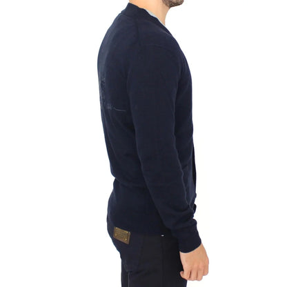 Ermanno Scervino Blue Wool Cardigan Sweater Luxury Fashion Statement