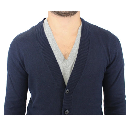 Ermanno Scervino Blue Wool Cardigan Sweater Luxury Fashion Statement