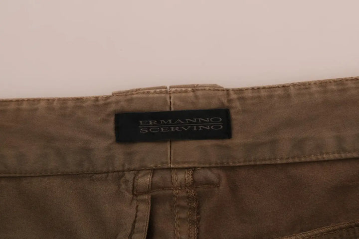 Ermanno Scervino Brown Cotton Casual Slim Fit Pants