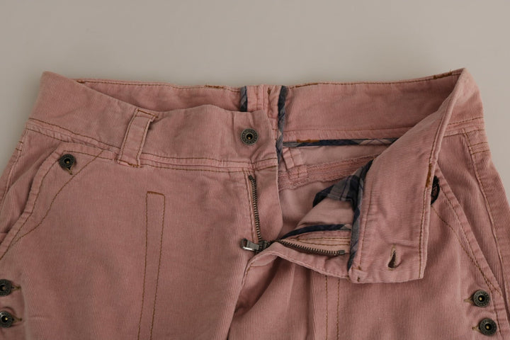 Ermanno Scervino Cotton Pink High Waist Straight Trouser Pants