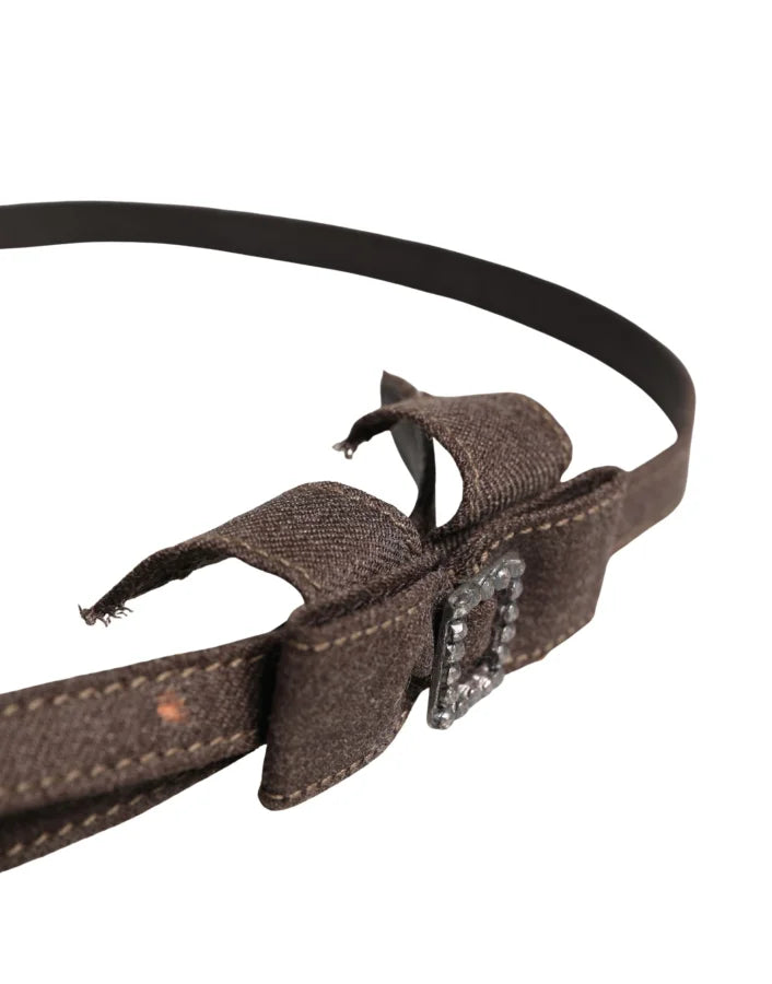 Ermanno Scervino Dark Brown Wool Bow Embellished Buckle Belt