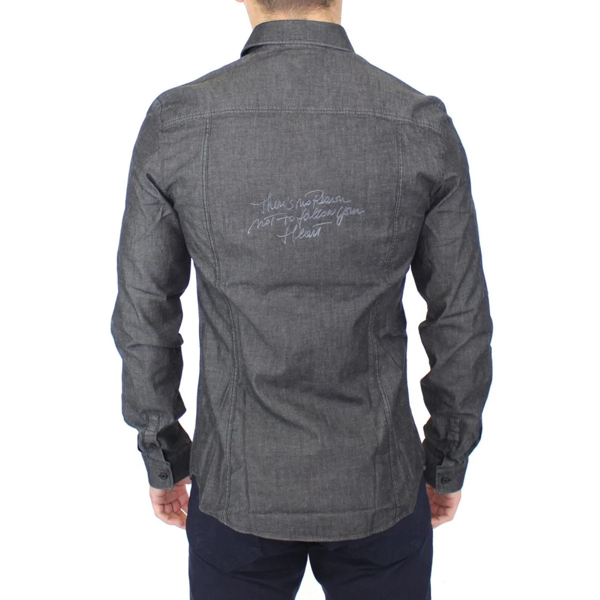 Ermanno Scervino Denim Gray Stretch Casual Shirt Authentic Luxury Style