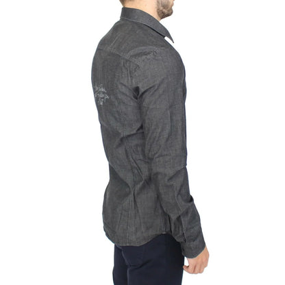 Ermanno Scervino Denim Gray Stretch Casual Shirt Authentic Luxury Style