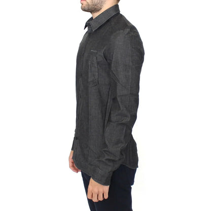 Ermanno Scervino Denim Gray Stretch Casual Shirt Authentic Luxury Style