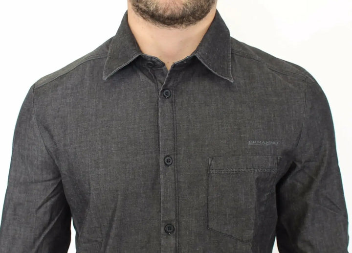 Ermanno Scervino Denim Jeans Cotton Casual Gray Stretch Shirt