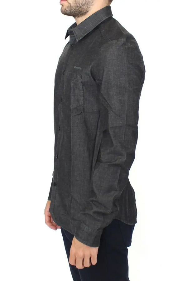 Ermanno Scervino Denim Jeans Cotton Casual Gray Stretch Shirt