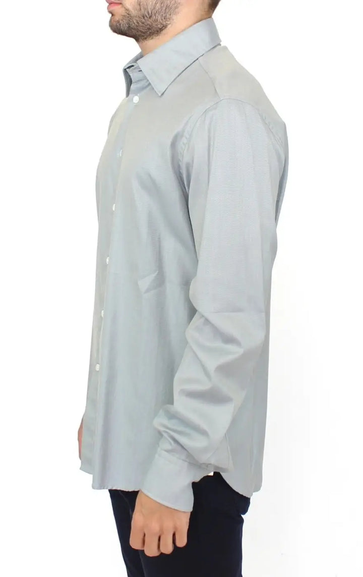 Ermanno Scervino Gray Cotton Long Sleeve Casual Shirt Top