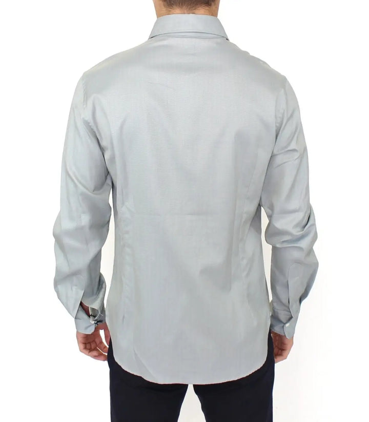 Ermanno Scervino Gray Cotton Long Sleeve Casual Shirt Top