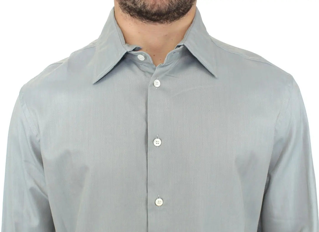 Ermanno Scervino Gray Cotton Long Sleeve Casual Shirt Top