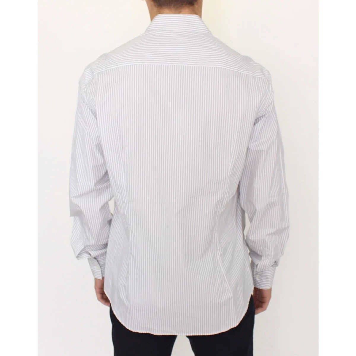 Ermanno Scervino Gray Striped Cotton Casual Shirt for Effortless Style