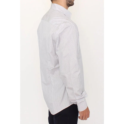 Ermanno Scervino Gray Striped Cotton Casual Shirt for Effortless Style