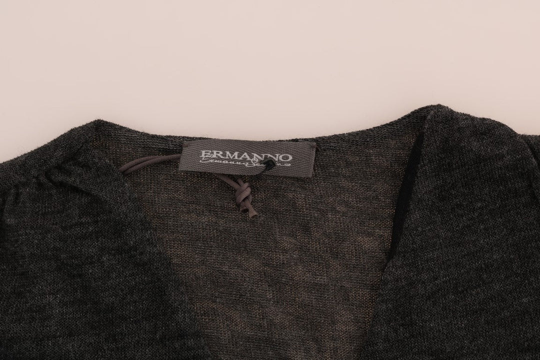Ermanno Scervino Blouses - Women’s Gray Wool Lace Top Long Sleeved T-shirt