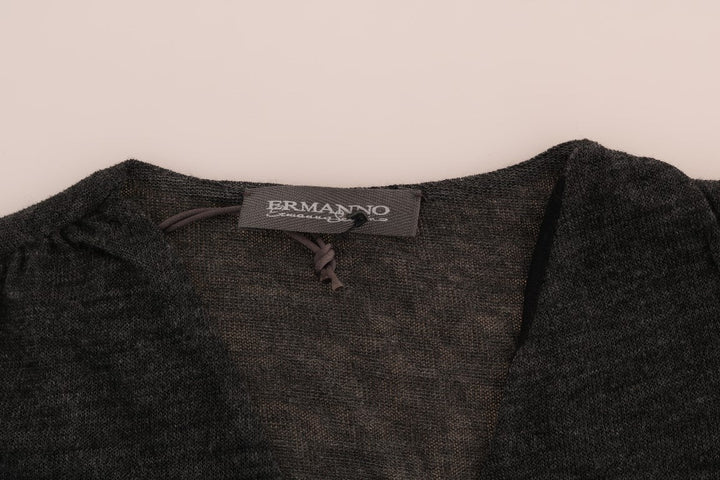 Ermanno Scervino Blouses - Women’s Gray Wool Lace Top Long Sleeved T-shirt
