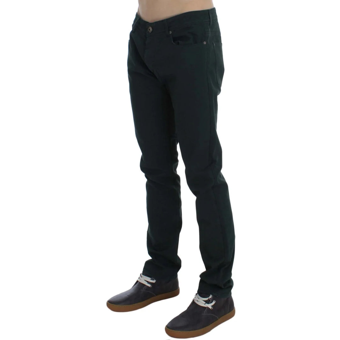 Ermanno Scervino Green Cotton Denim Stretch Straight Fit Jeans