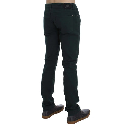 Ermanno Scervino Green Cotton Denim Stretch Straight Fit Jeans
