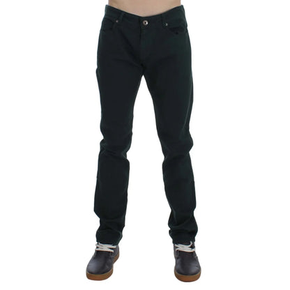 Ermanno Scervino Green Cotton Denim Stretch Straight Fit Jeans