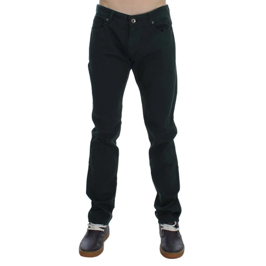 Ermanno Scervino Green Cotton Denim Stretch Straight Fit Jeans
