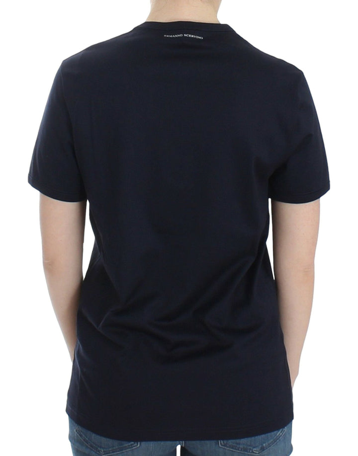Ermanno Scervino - Lingerie Blue Crewneck Cotton Logo T-shirt