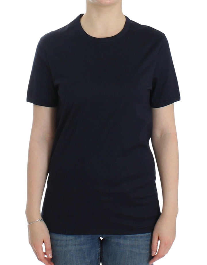 Ermanno Scervino - Lingerie Blue Crewneck Cotton Logo T-shirt