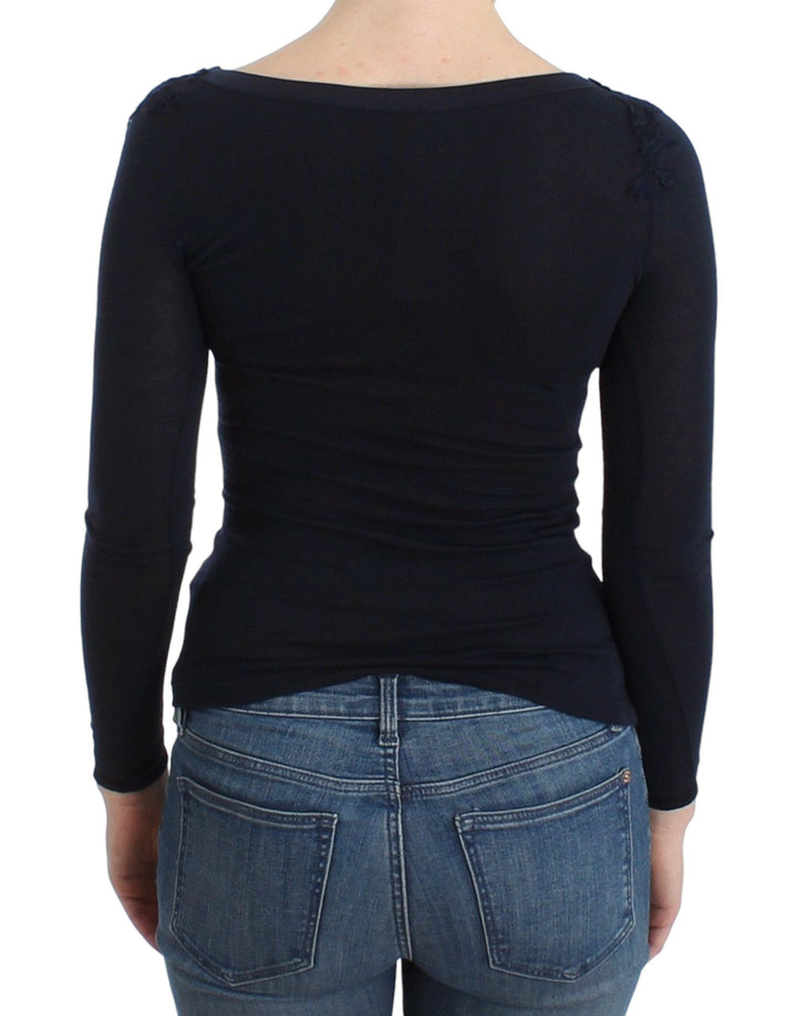 Ermanno Scervino - Lingerie Blue Top Blouse Jumper Lace Rayon