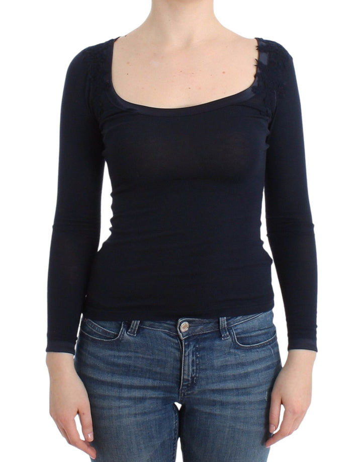 Ermanno Scervino - Lingerie Blue Top Blouse Jumper Lace Rayon