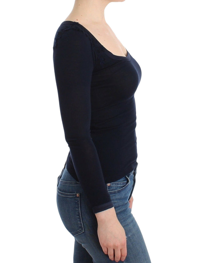 Ermanno Scervino - Lingerie Blue Top Blouse Jumper Lace Rayon