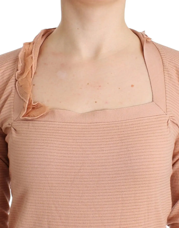 Ermanno Scervino Orange Wool Blend Striped Long Sleeve Top