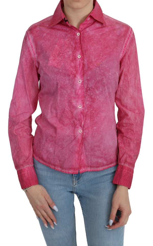 Ermanno Scervino Blouses - Women’s Pink Collared Long Sleeve Shirt Blouse Top