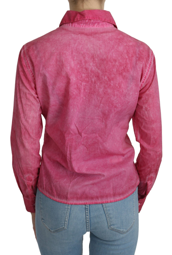 Ermanno Scervino Blouses - Women’s Pink Collared Long Sleeve Shirt Blouse Top