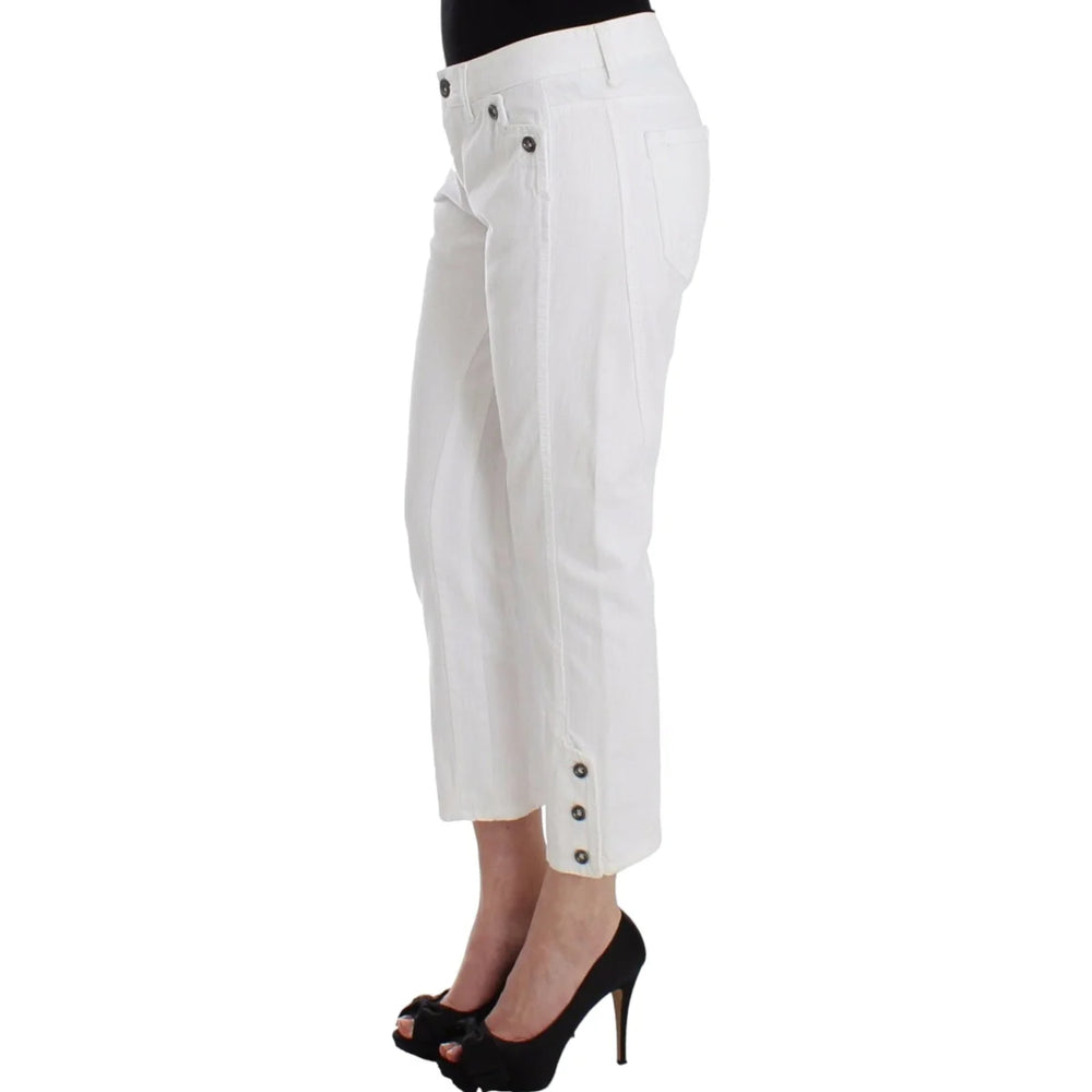 Ermanno Scervino White Cropped Jeans Denim Pants Branded Capri