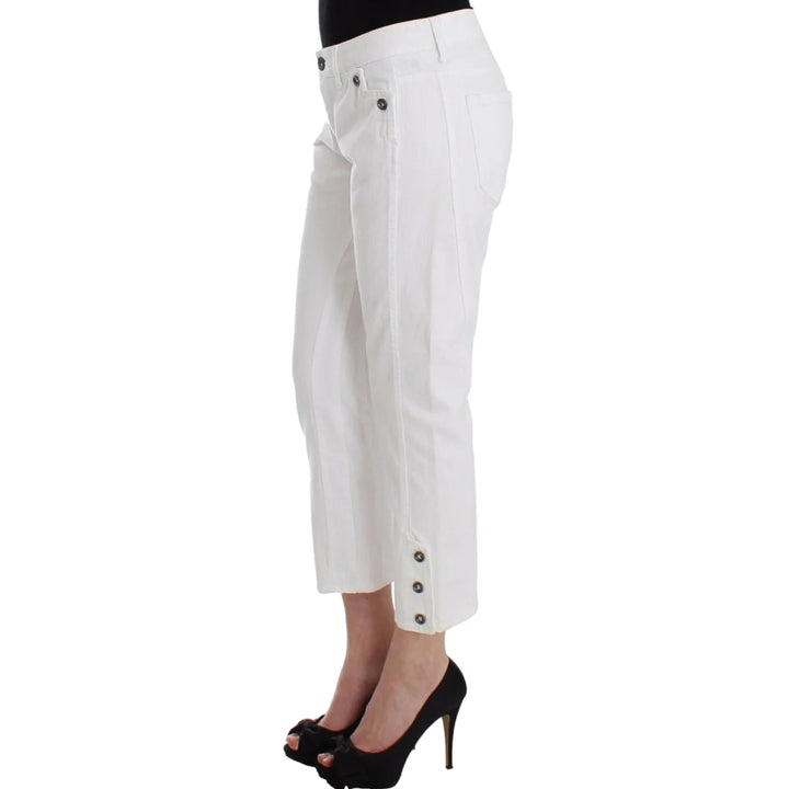 Ermanno Scervino White Cropped Jeans Denim Pants Branded Capri