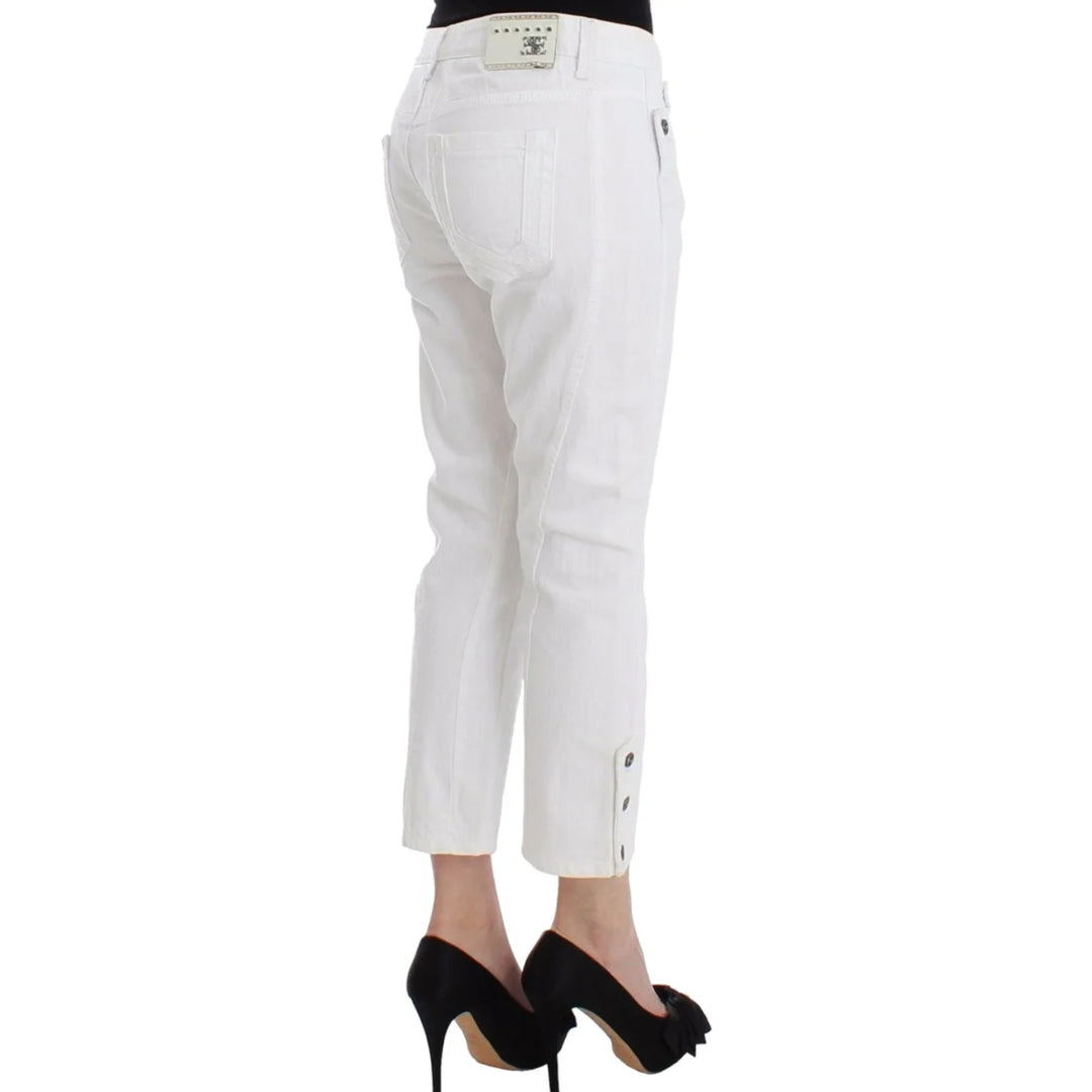 Ermanno Scervino White Cropped Jeans Denim Pants Branded Capri