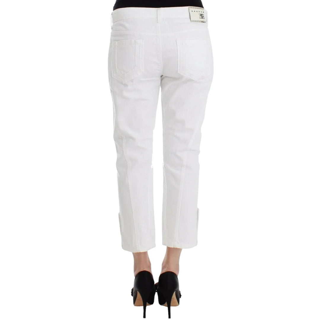 Ermanno Scervino White Cropped Jeans Denim Pants Branded Capri