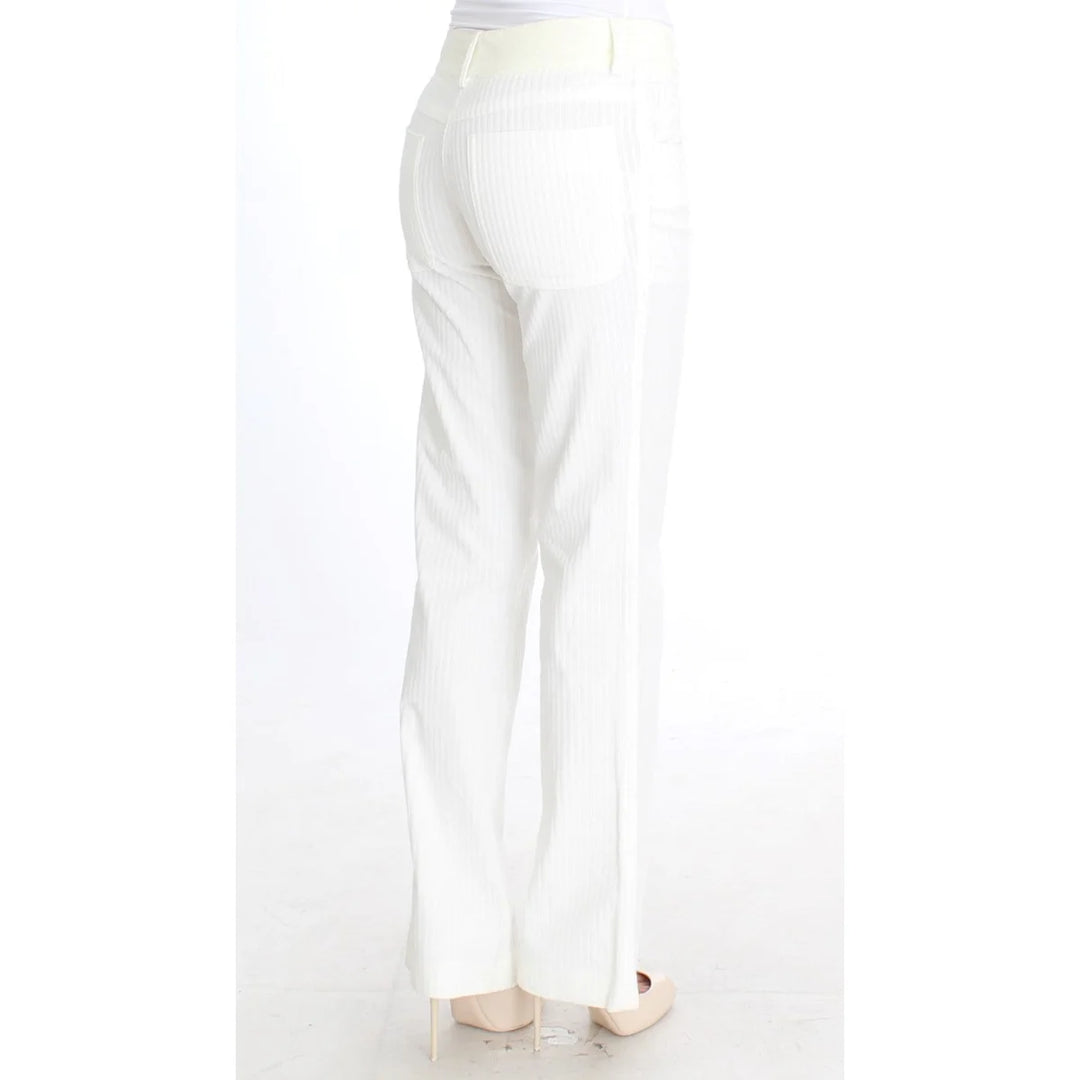 Ermanno Scervino White Striped Straight Fit Pants
