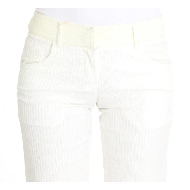 Ermanno Scervino White Striped Straight Fit Pants