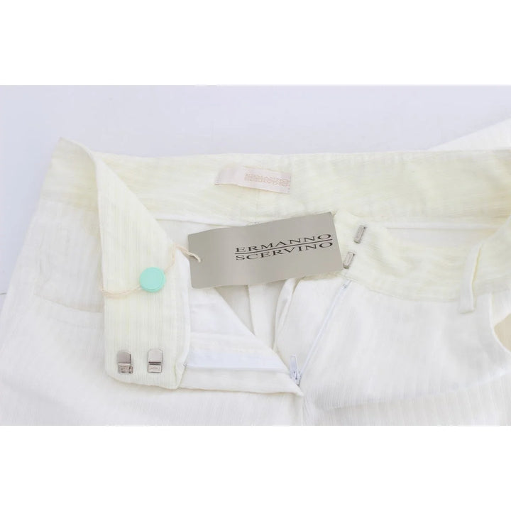 Ermanno Scervino White Striped Straight Fit Pants
