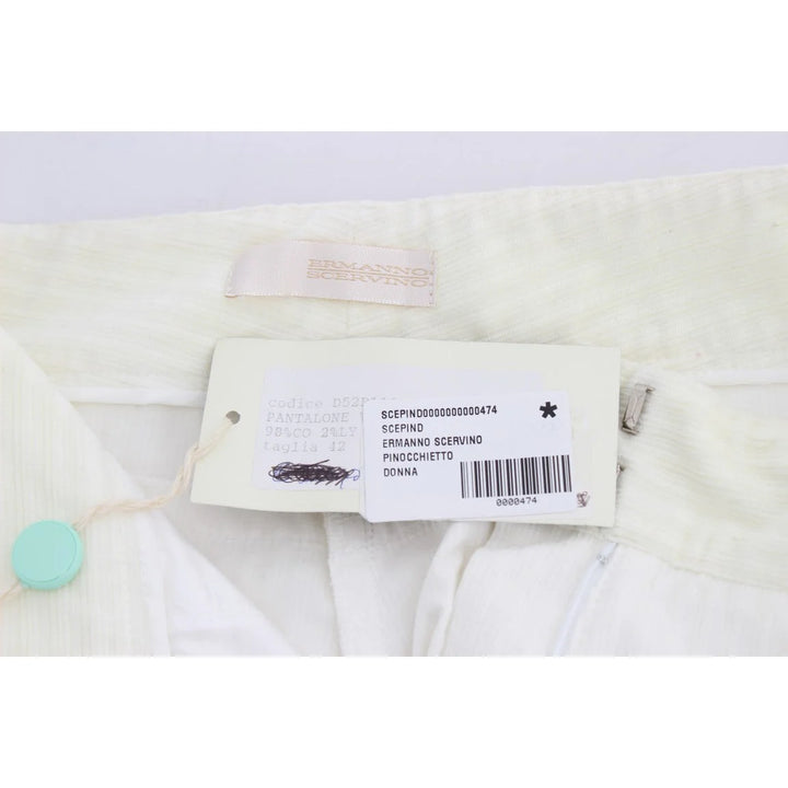 Ermanno Scervino White Striped Straight Fit Pants